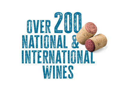 Over 200 National and International Wines